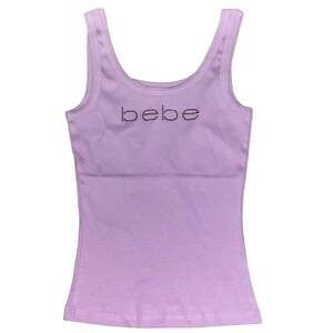 BEBE Deadstock SWAROVSKI CRYSTALS RHINESTONE STRETCH PURPLE TANK TOP L Y2K RARE